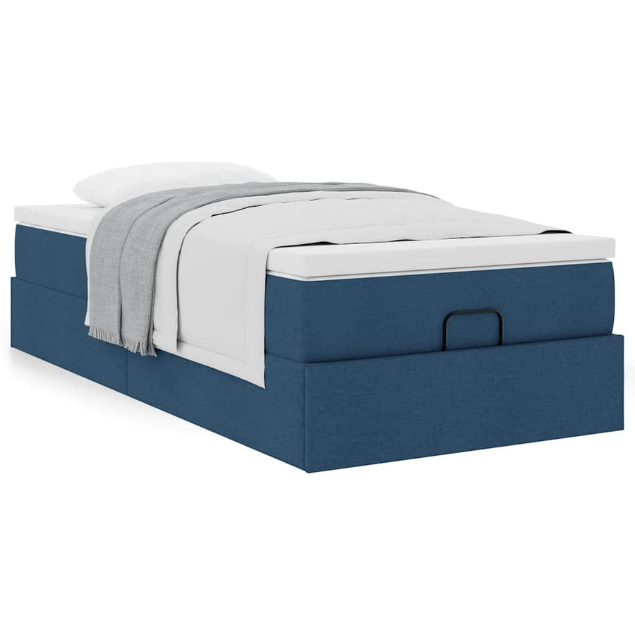 Ottoman bed met matras 100x200cm stof blauw