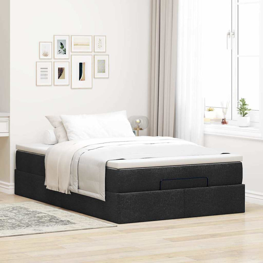 Ottoman bed met matras 120x190 cm stof zwart