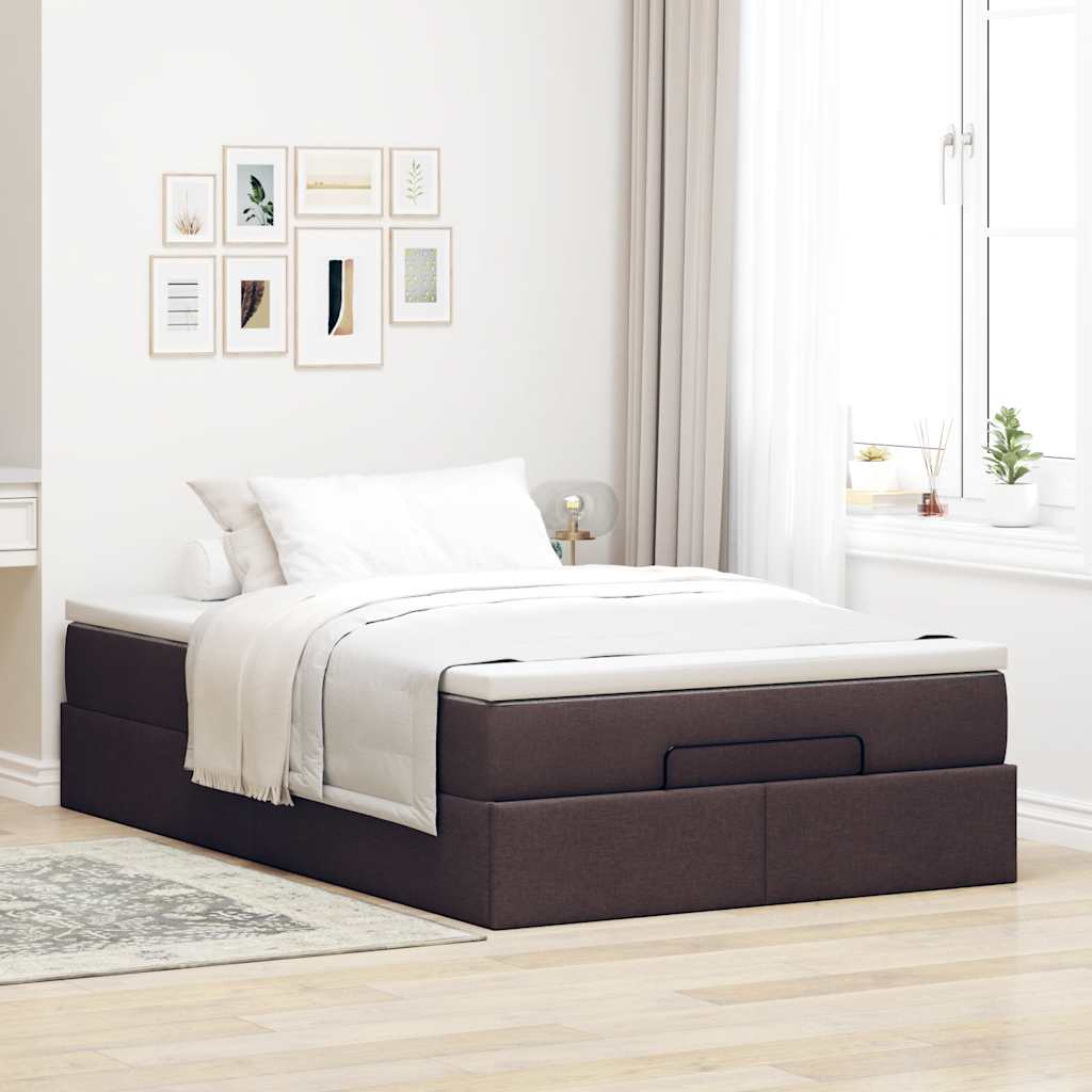 Ottoman bed met matras 120x190 cm stof donkerbruin