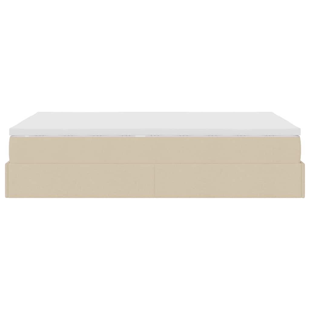 Ottoman bed met matras 120x190 cm stof crèmekleurig