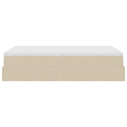 Ottoman bed met matras 120x190 cm stof crèmekleurig
