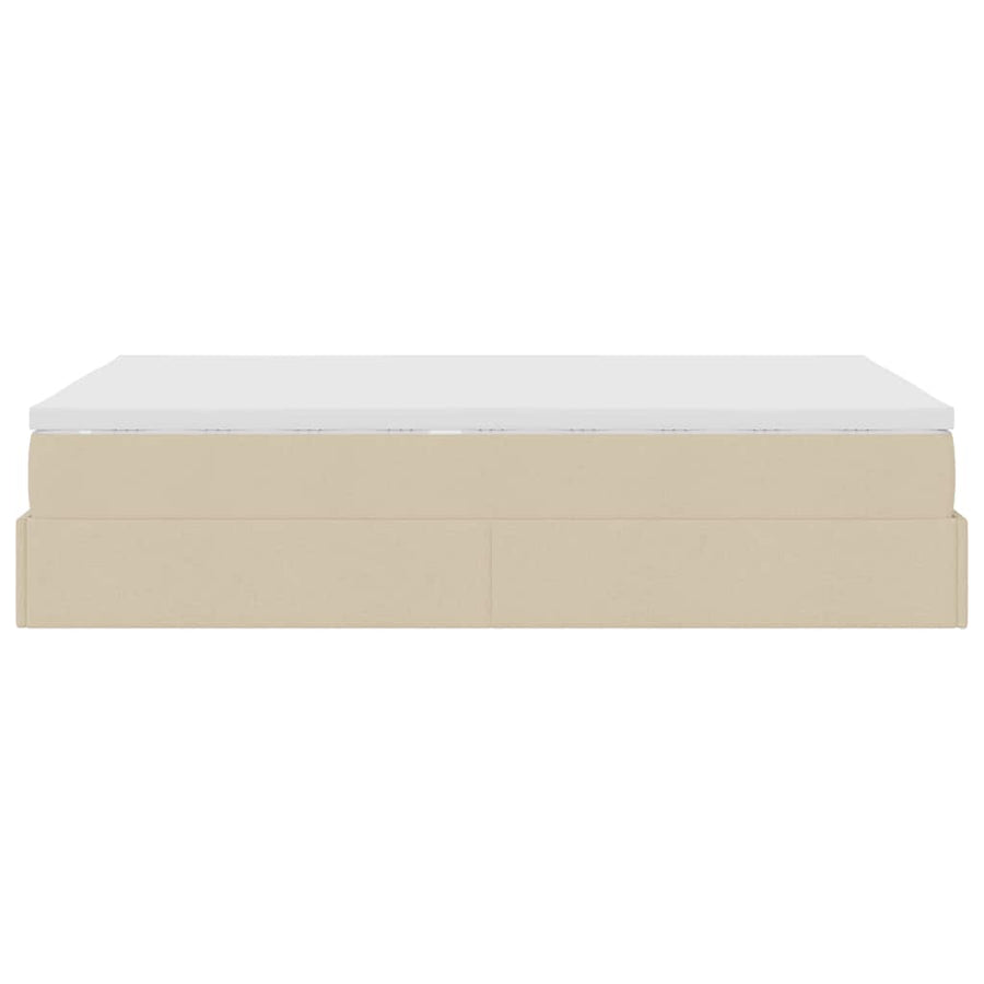 Ottoman bed met matras 120x190 cm stof crèmekleurig