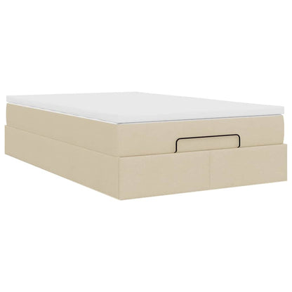 Ottoman bed met matras 120x190 cm stof crèmekleurig