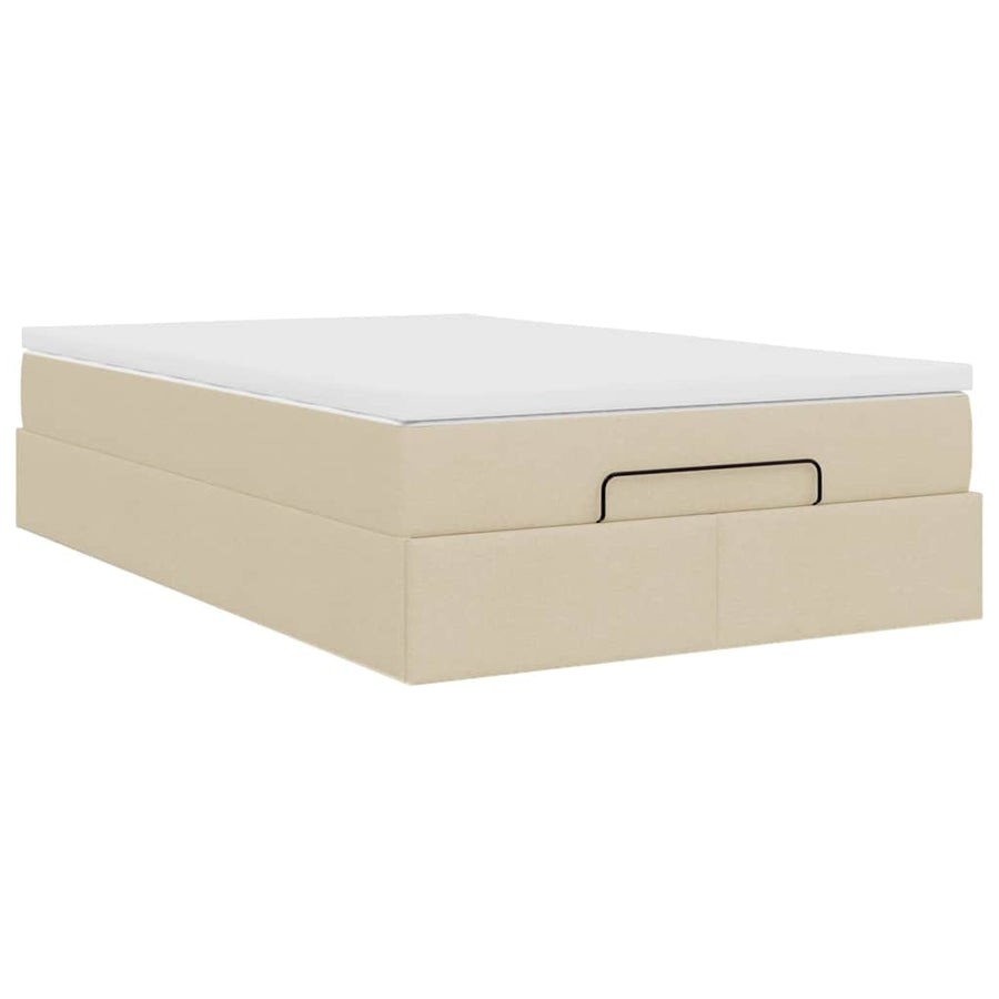 Ottoman bed met matras 120x190 cm stof crèmekleurig