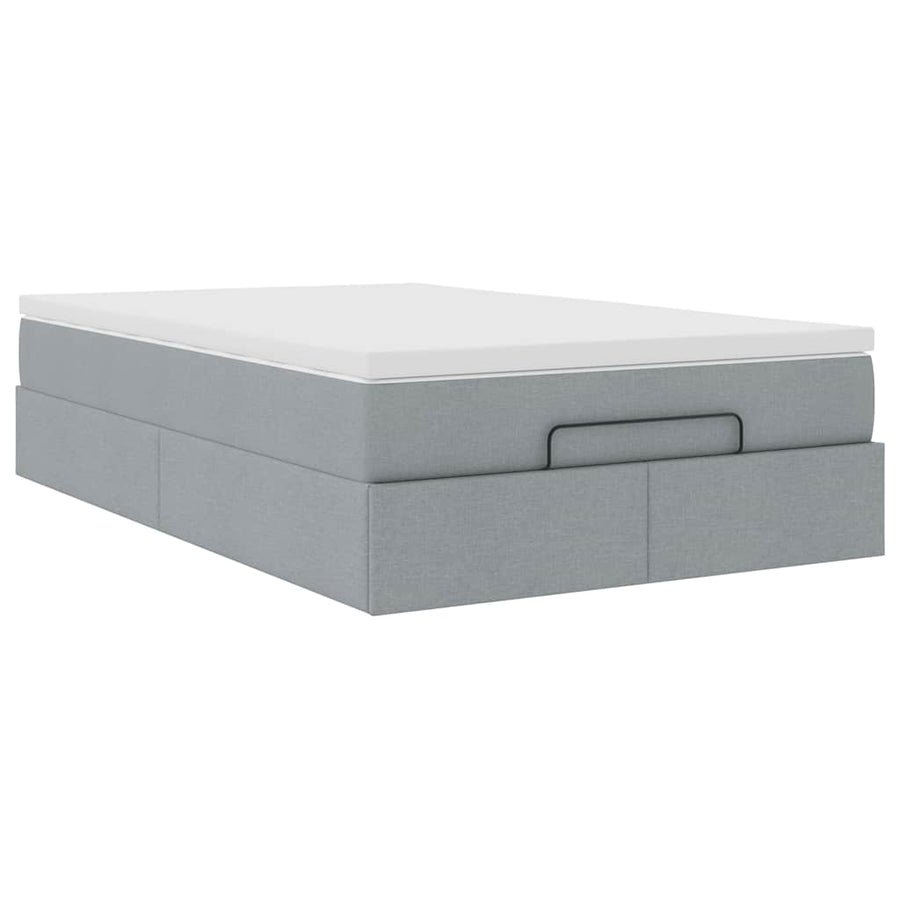 Ottoman bed met matras 120x200cm stof lichtgrijs