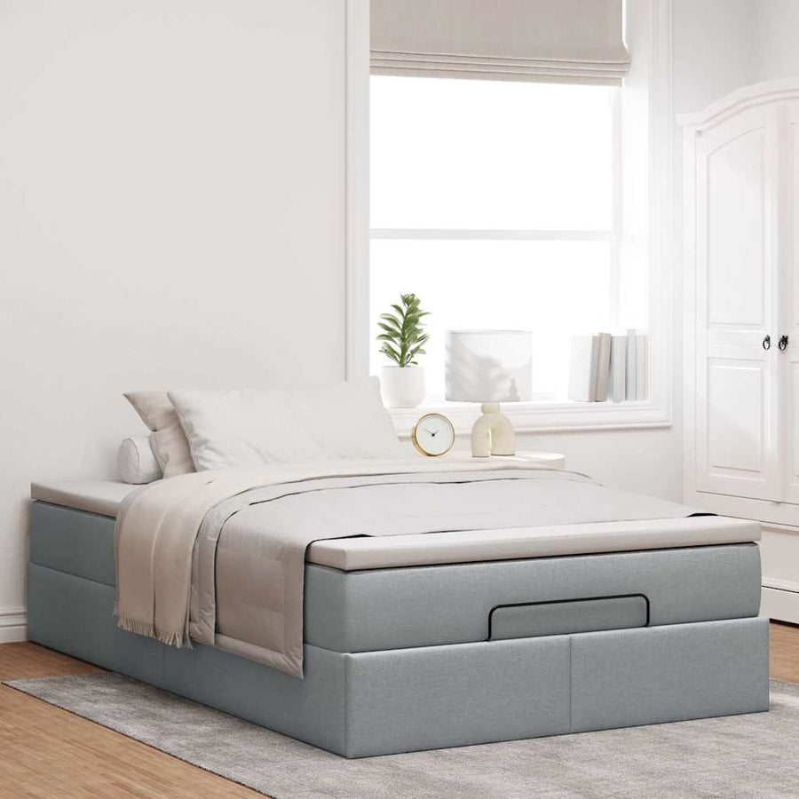 Ottoman bed met matras 120x200cm stof lichtgrijs