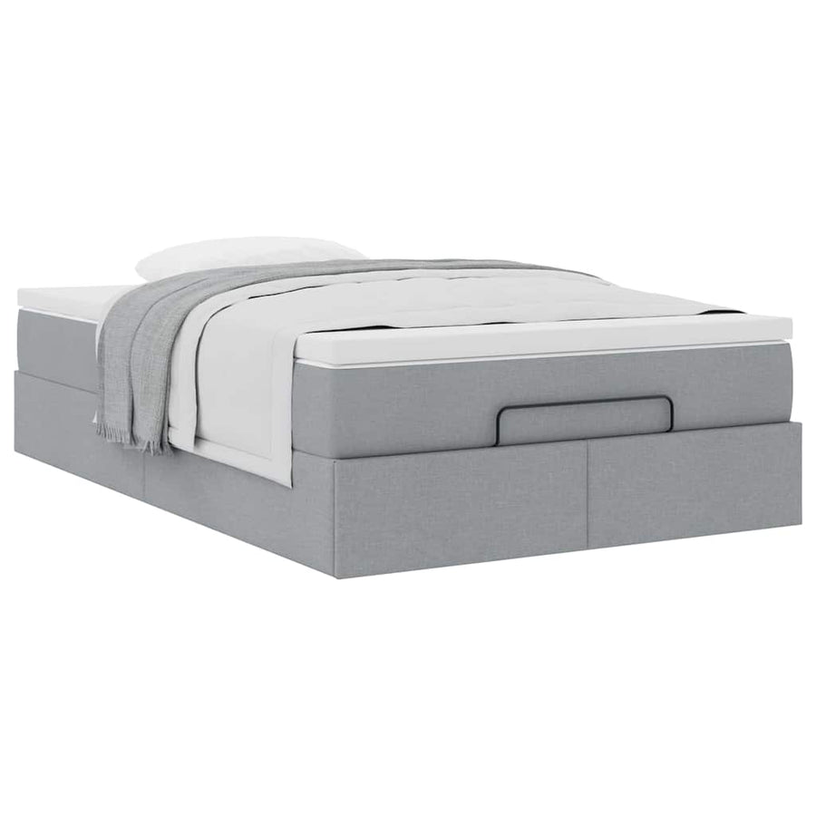 Ottoman bed met matras 120x200cm stof lichtgrijs