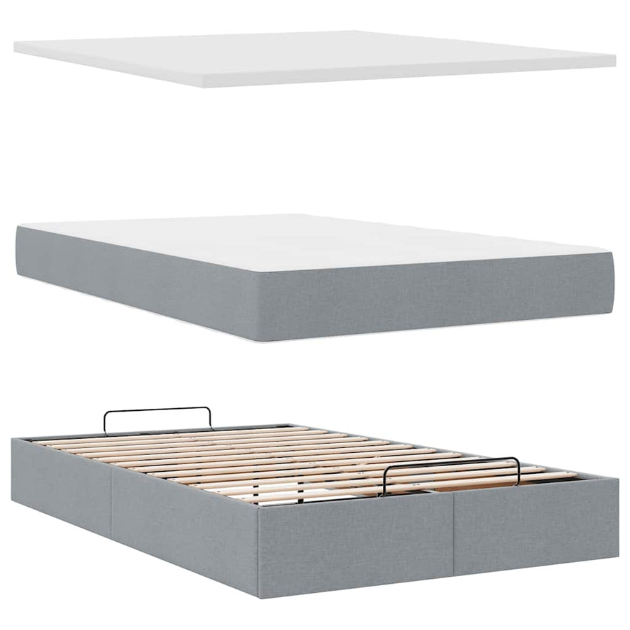 Ottoman bed met matras 120x200cm stof lichtgrijs