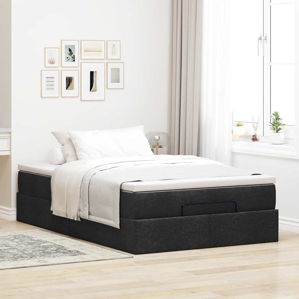 Ottoman bed met matras 120x200cm stof zwart