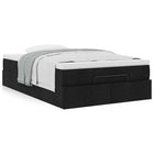 Ottoman bed with mattress 120x200cm black fabric