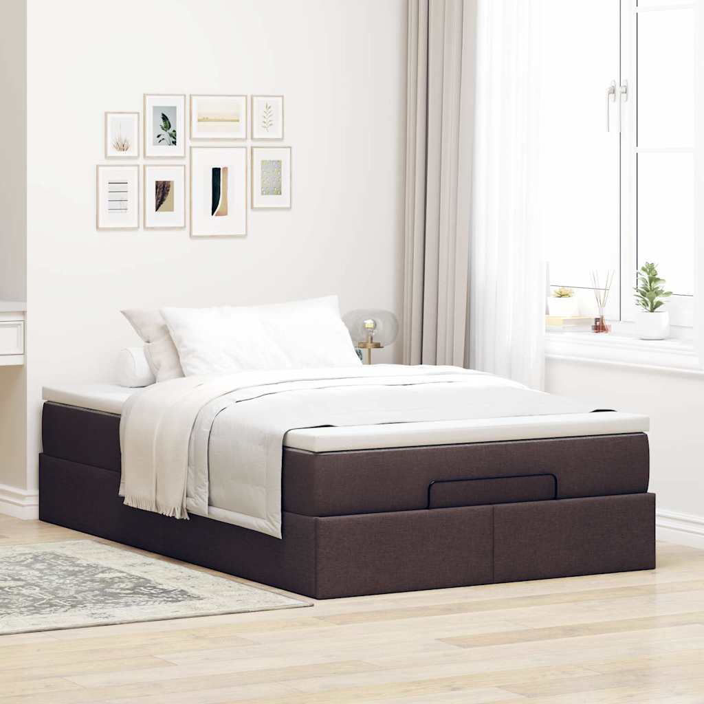 Ottoman bed met matras 120x200cm stof donkerbruin