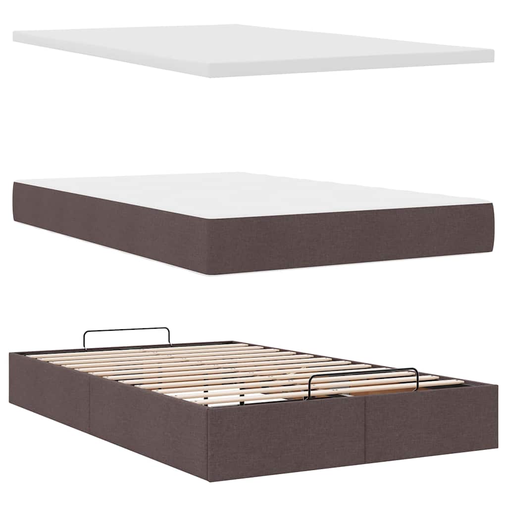 Ottoman bed met matras 120x200cm stof donkerbruin