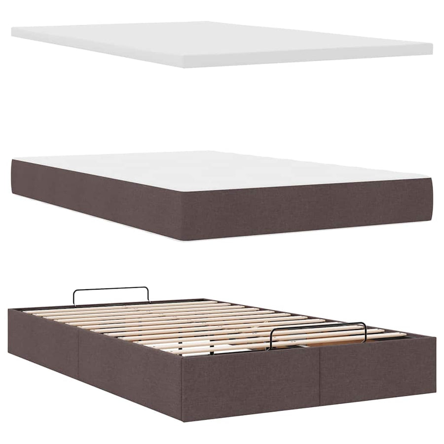 Ottoman bed met matras 120x200cm stof donkerbruin