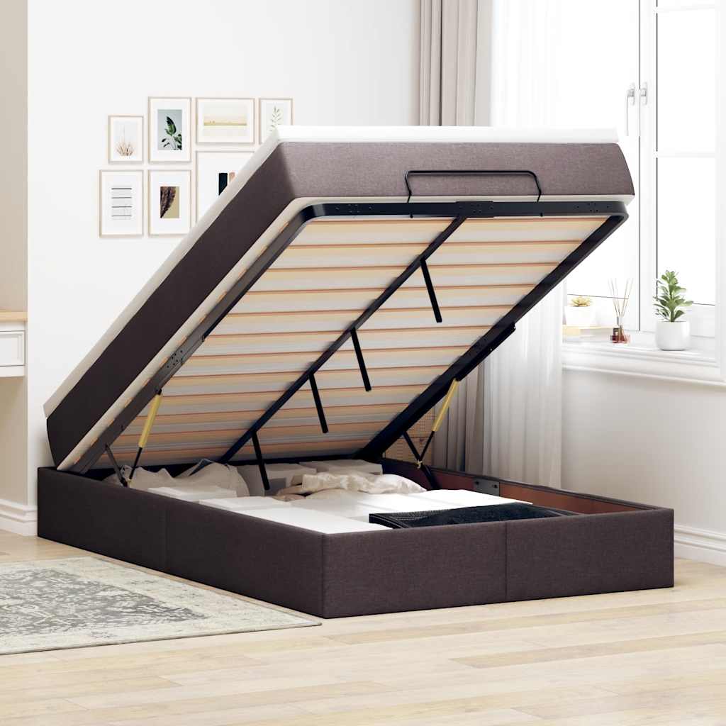 Ottoman bed met matras 120x200cm stof donkerbruin