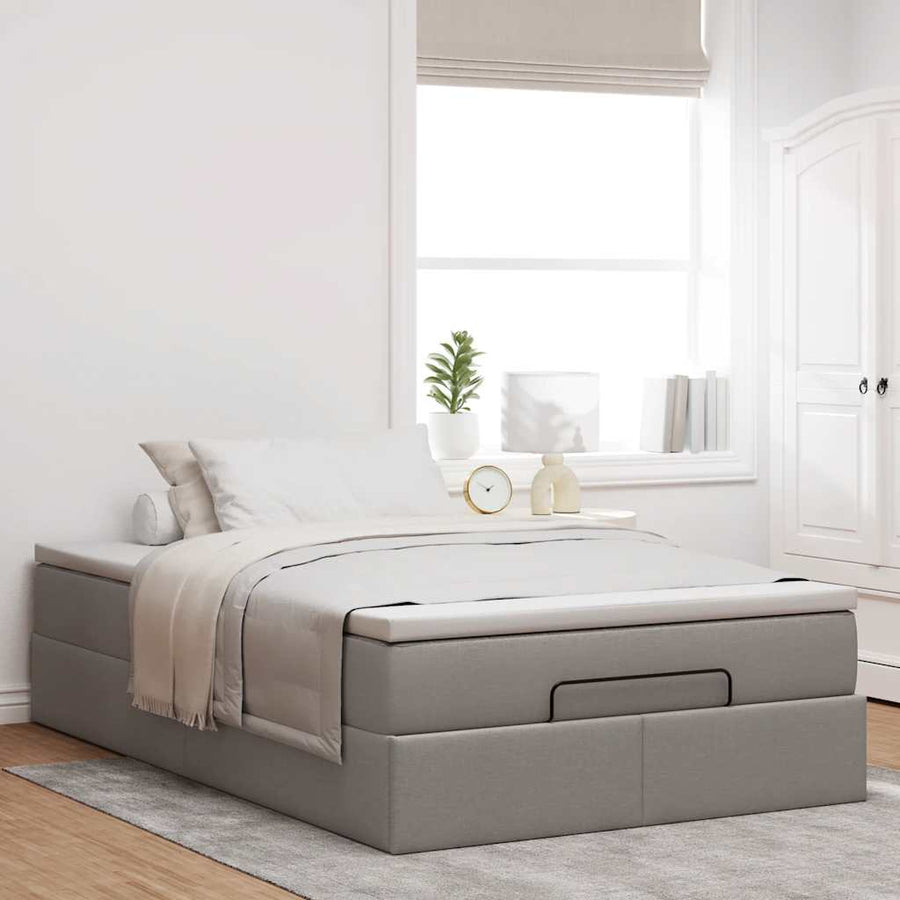Ottoman bed met matras 120x200cm stof taupe