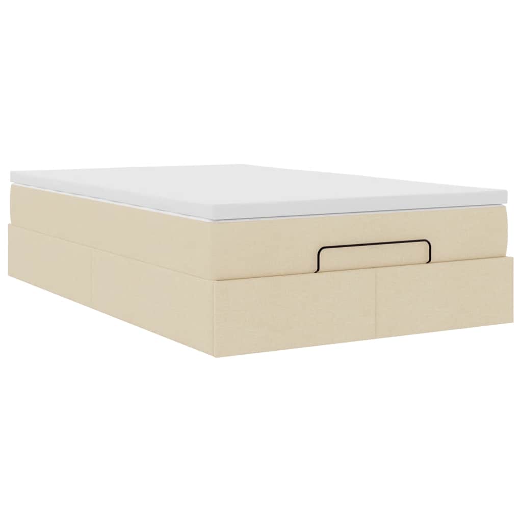 Ottoman bed met matras 120x200cm stof crèmekleurig