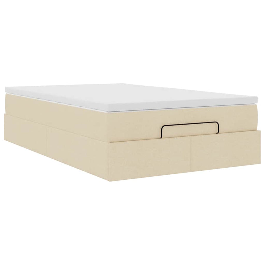 Ottoman bed met matras 120x200cm stof crèmekleurig