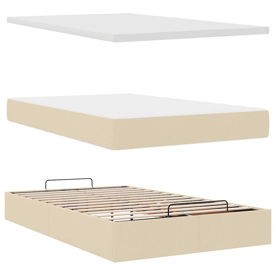 Ottoman bed met matras 120x200cm stof crèmekleurig