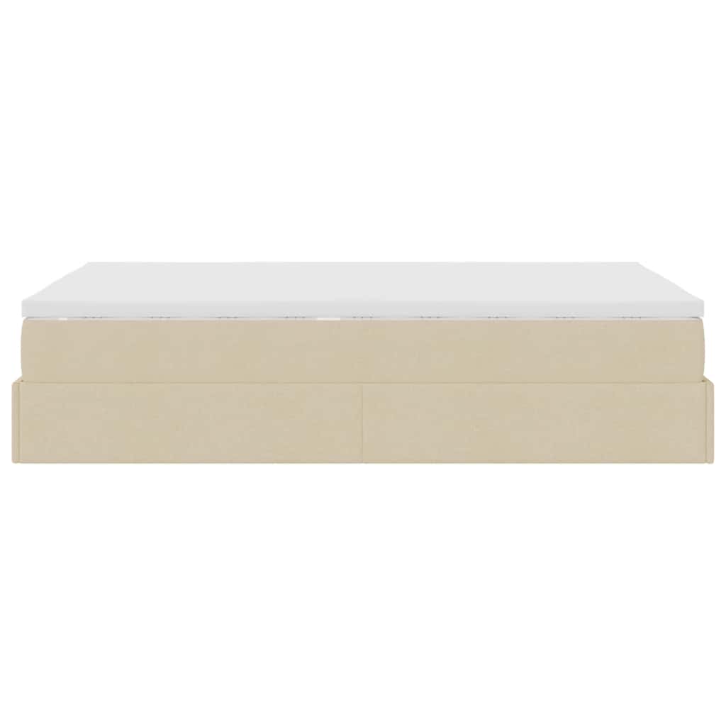 Ottoman bed met matras 120x200cm stof crèmekleurig