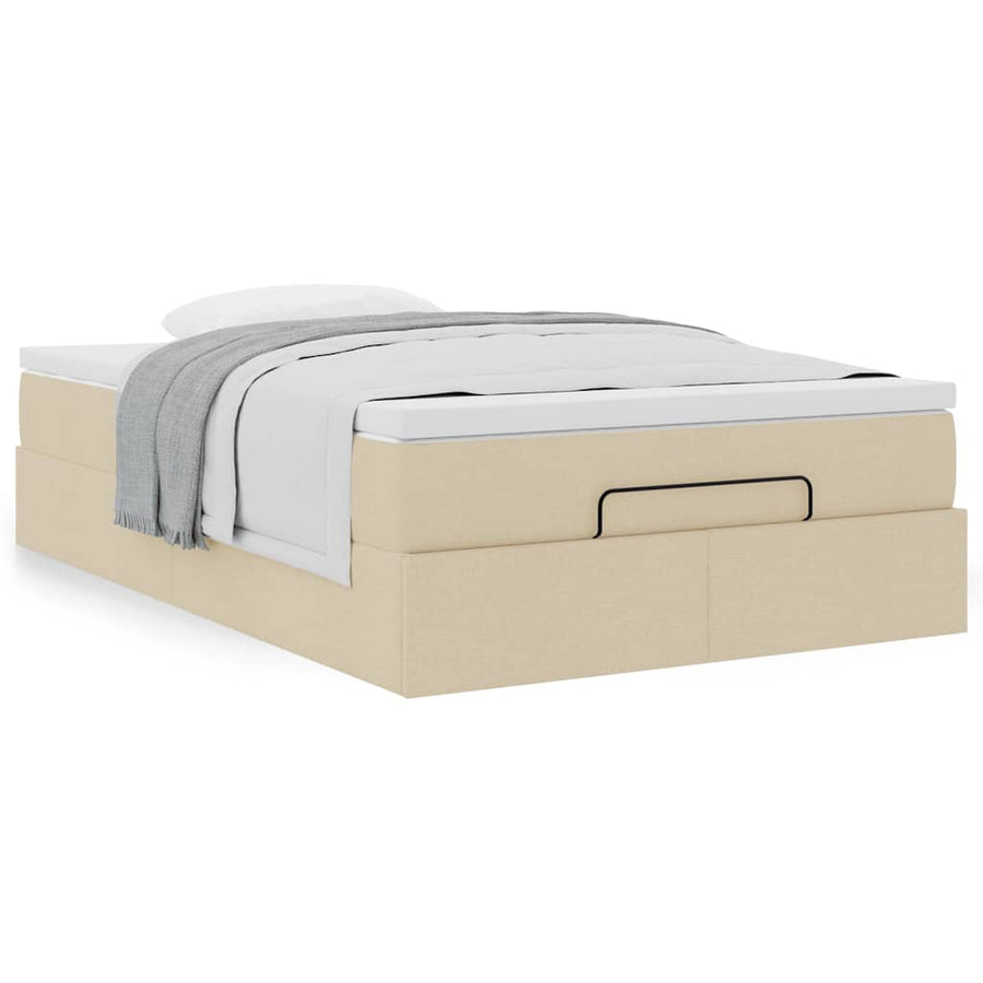 Ottoman bed met matras 120x200cm stof crèmekleurig