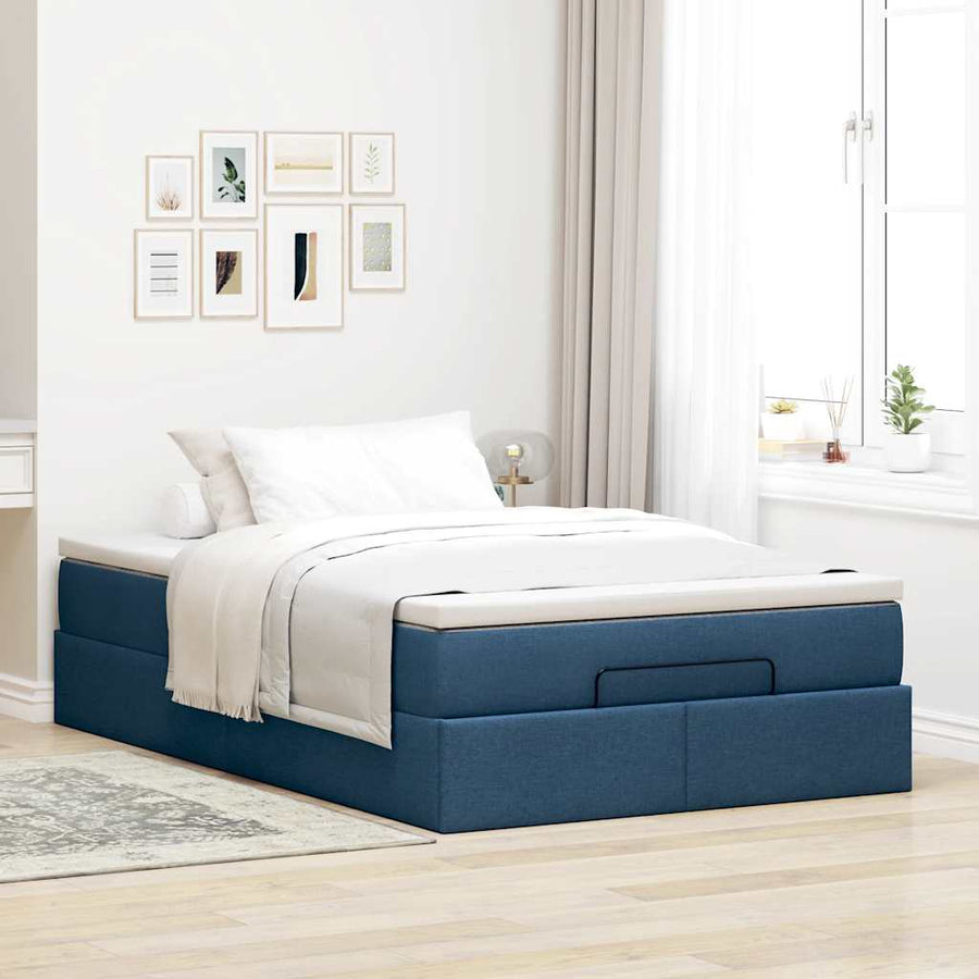 Ottoman bed met matras 120x200cm stof blauw