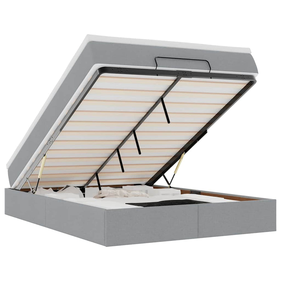 Ottoman bed met matras 140x190cm stof lichtgrijs