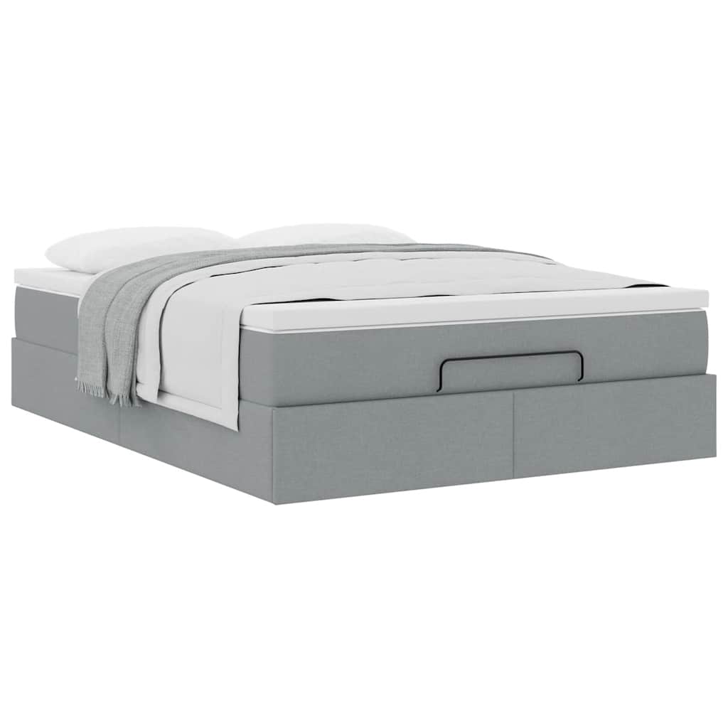 Ottoman bed met matras 140x190cm stof lichtgrijs