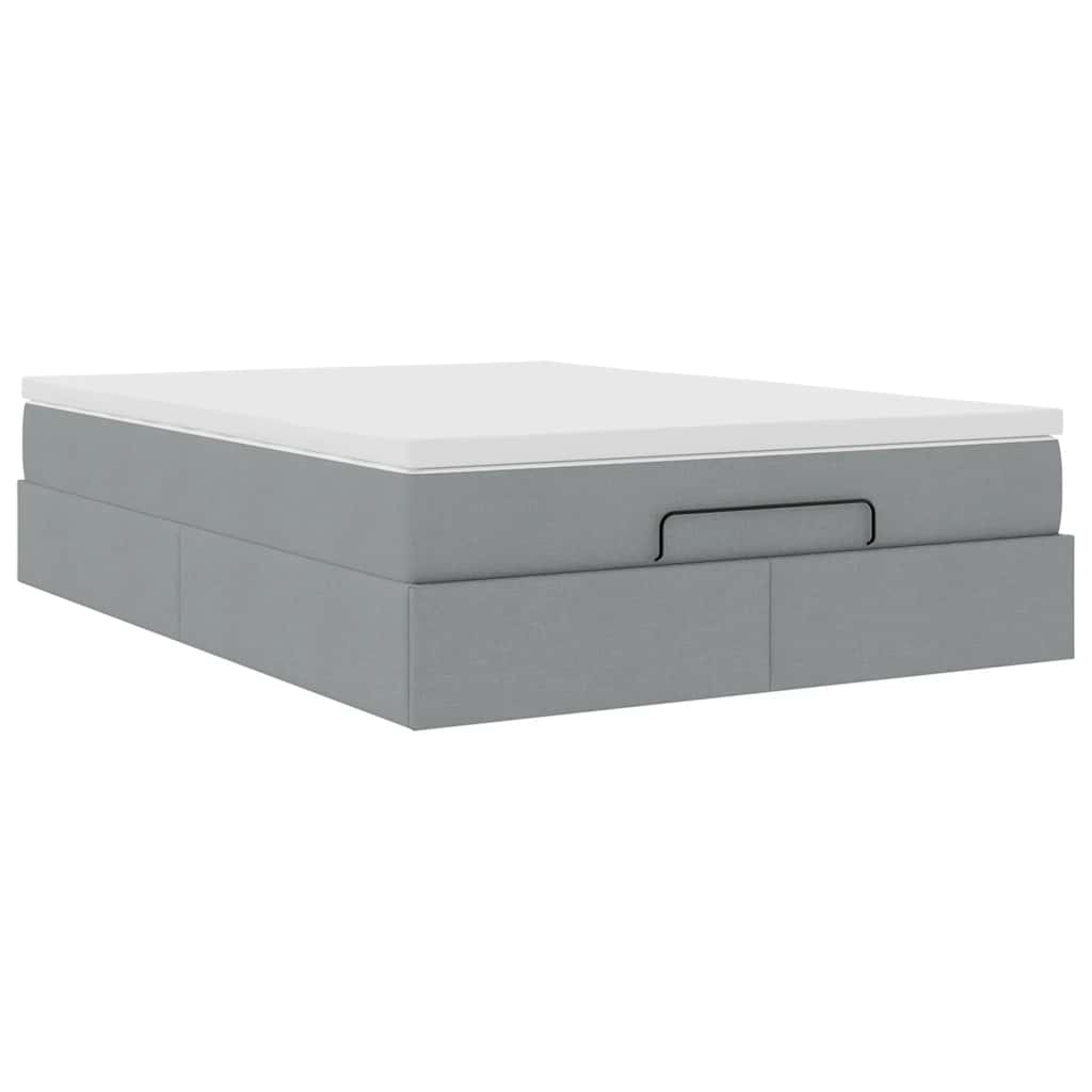 Ottoman bed met matras 140x190cm stof lichtgrijs