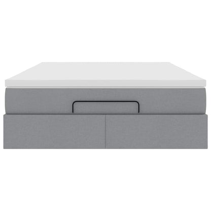 Ottoman bed met matras 140x190cm stof lichtgrijs