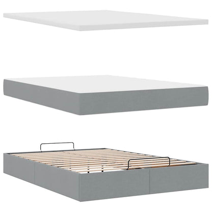 Ottoman bed met matras 140x190cm stof lichtgrijs