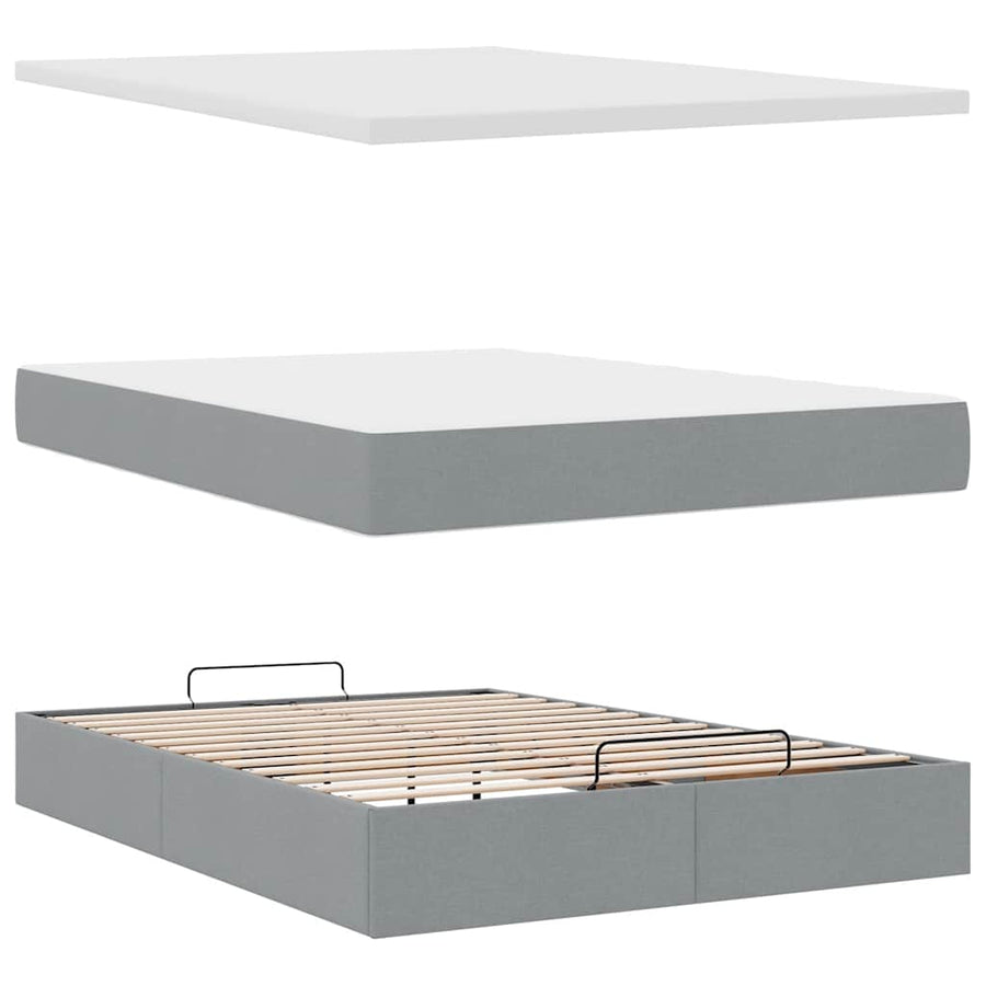 Ottoman bed met matras 140x190cm stof lichtgrijs