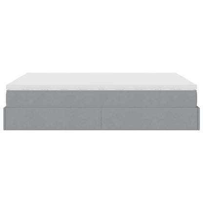 Ottoman bed met matras 140x190cm stof lichtgrijs