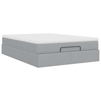Ottoman bed met matras 140x190cm stof lichtgrijs