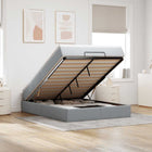 Ottoman bed with mattress 140x190cm light grey fabric