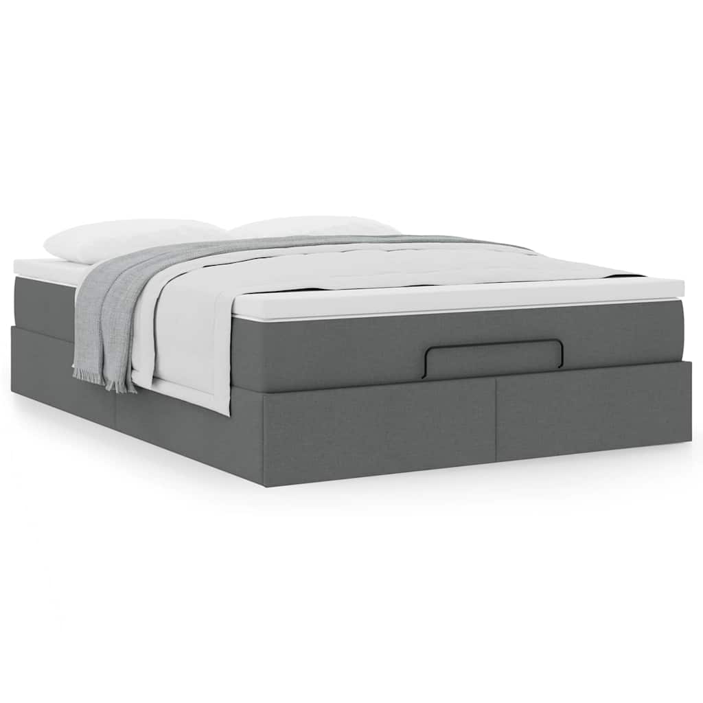 Ottoman bed met matras 140x190cm stof donkergrijs
