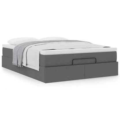 Ottoman bed met matras 140x190cm stof donkergrijs