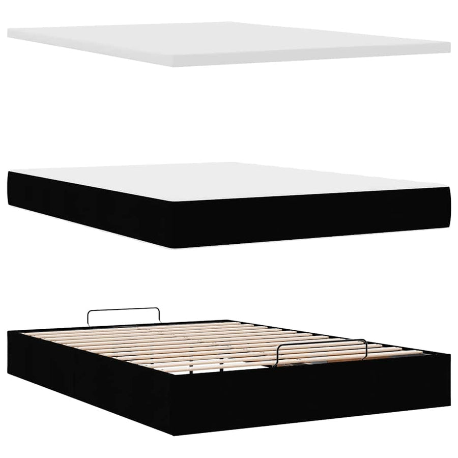 Ottoman bed met matras 140x190cm stof zwart