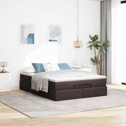 Ottoman bed met matras 140x190cm stof donkerbruin