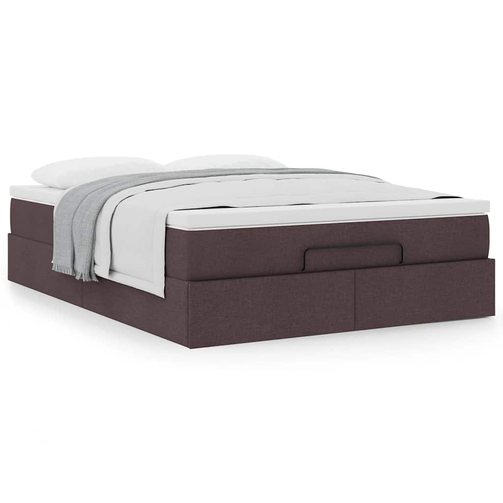 Ottoman bed met matras 140x190cm stof donkerbruin