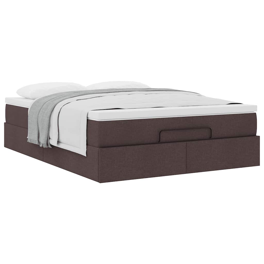 Ottoman bed met matras 140x190cm stof donkerbruin
