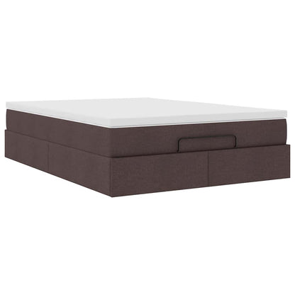 Ottoman bed met matras 140x190cm stof donkerbruin