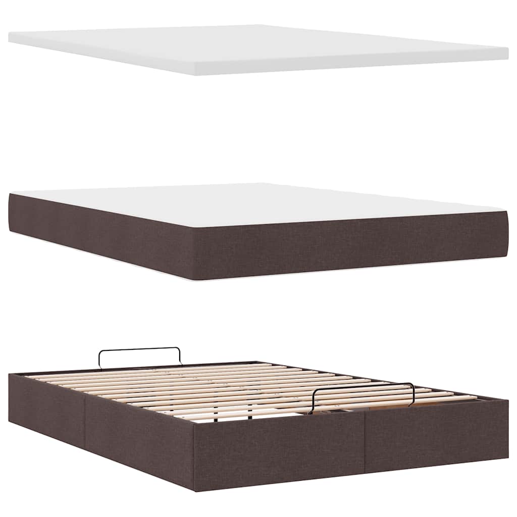 Ottoman bed met matras 140x190cm stof donkerbruin