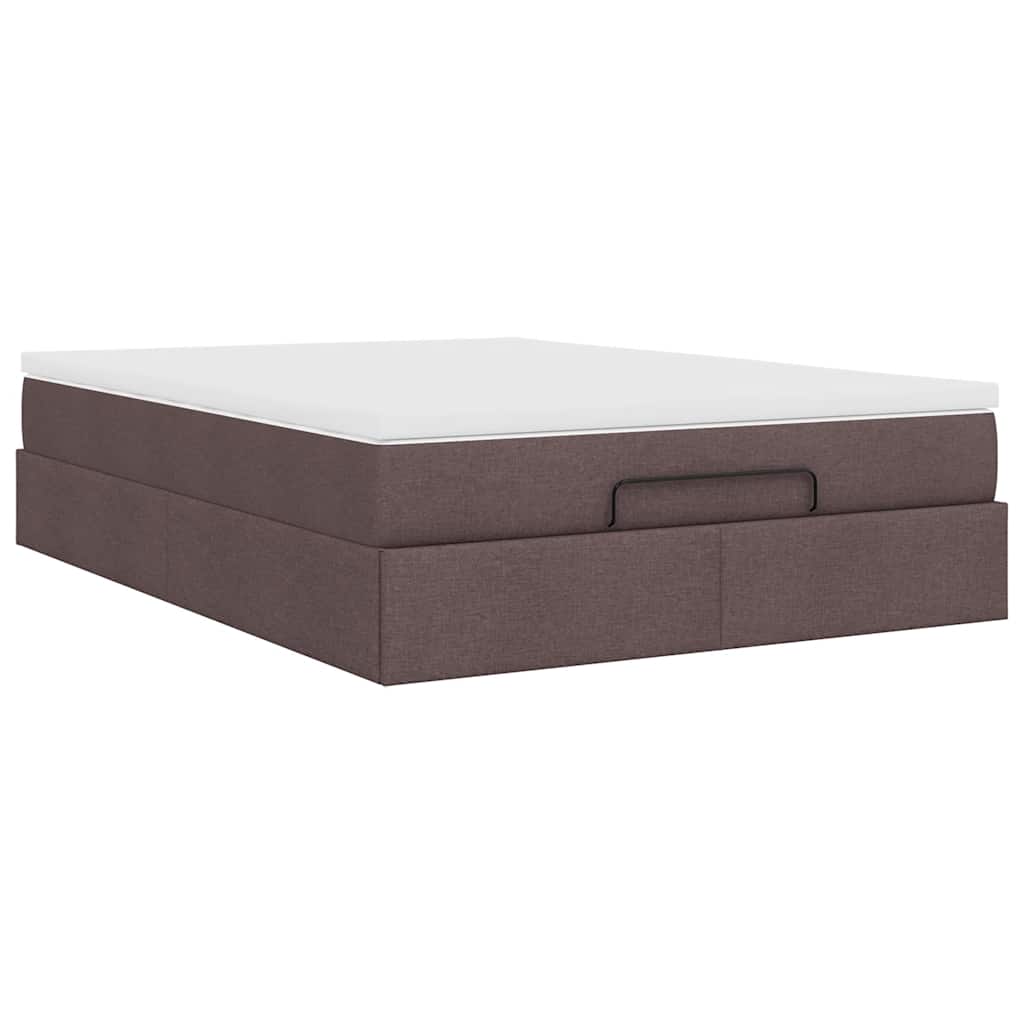 Ottoman bed met matras 140x190cm stof donkerbruin