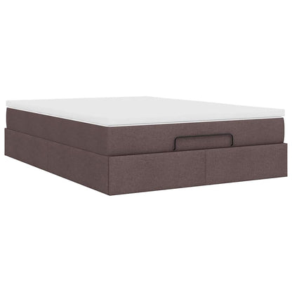 Ottoman bed met matras 140x190cm stof donkerbruin