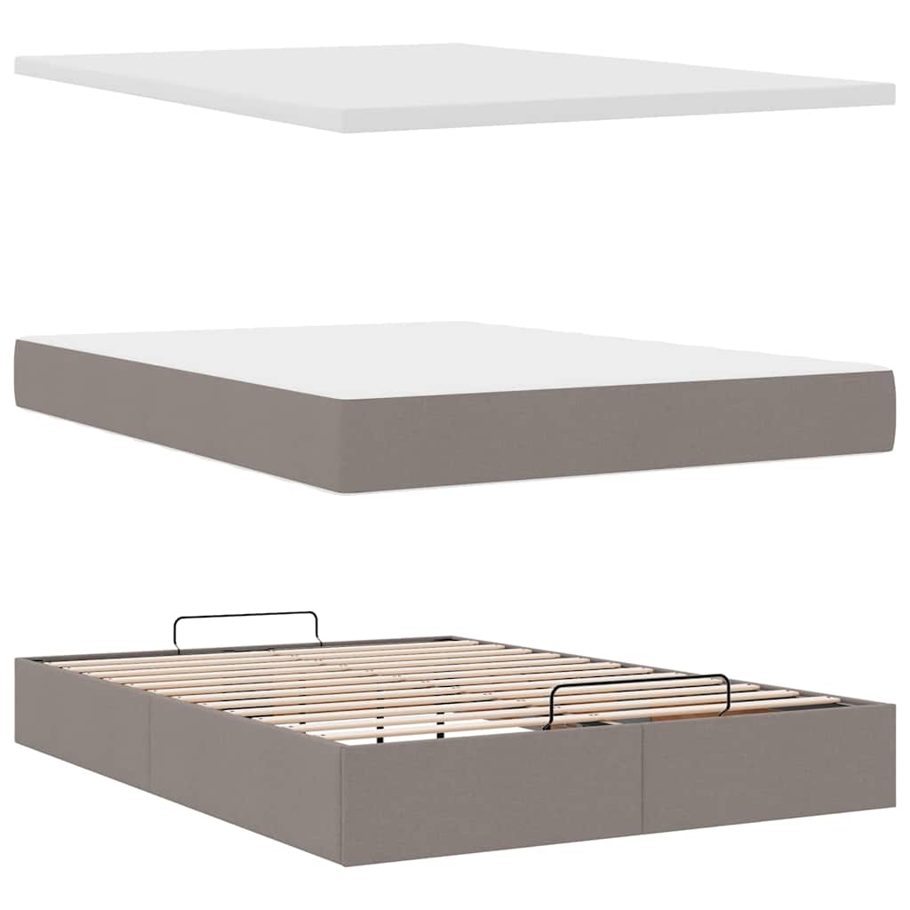 Ottoman Bed Met Matras 140X190Cm Stof 140 x 190 cm Taupe