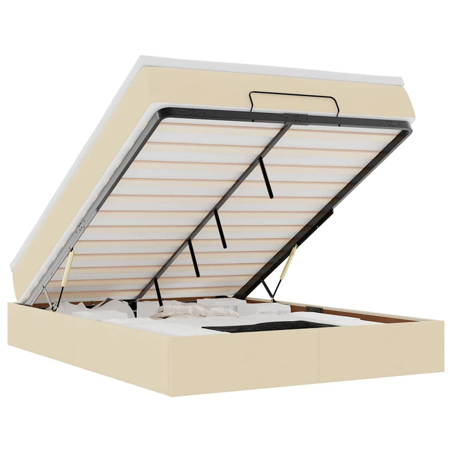 Ottoman bed met matras 140x190cm stof crèmekleurig