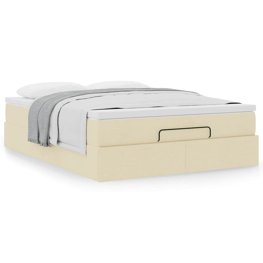 Ottoman bed met matras 140x190cm stof crèmekleurig