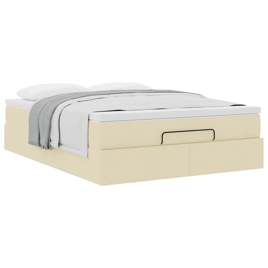 Ottoman bed met matras 140x190cm stof crèmekleurig