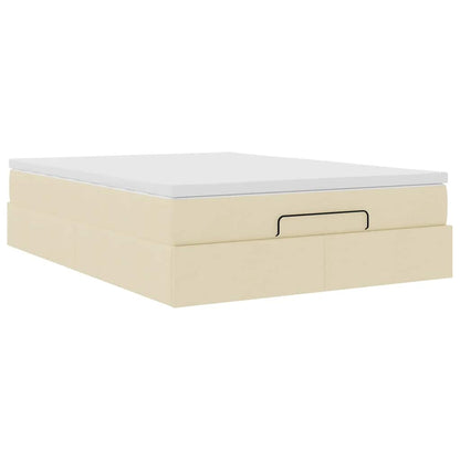 Ottoman bed met matras 140x190cm stof crèmekleurig