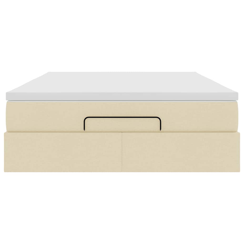 Ottoman bed met matras 140x190cm stof crèmekleurig